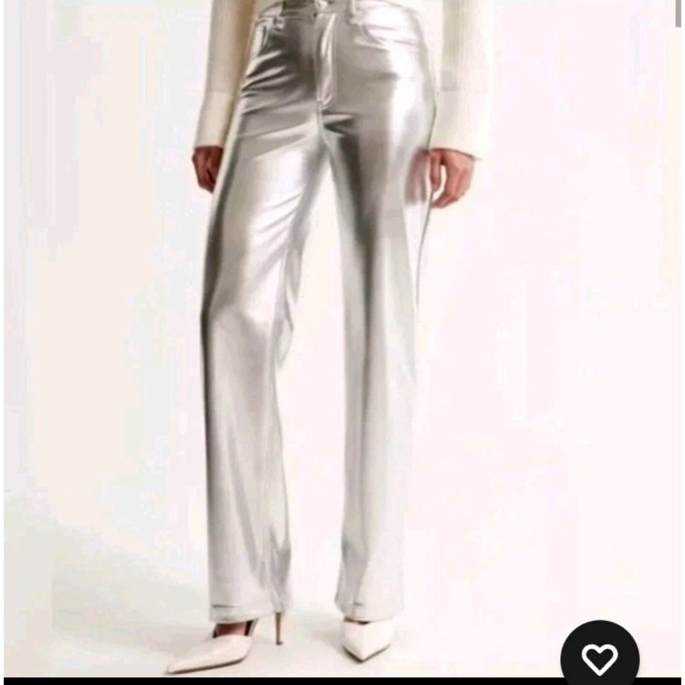 NWT $110 Abercrombie The 90s Straight Ultra High Rise Pants Silver Size‎ 28/6